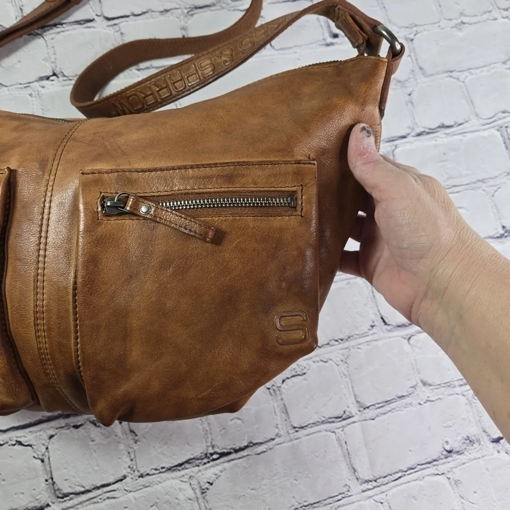 Spikes & Sparrow Ellie brandy cognac brown leather hobo bag purse